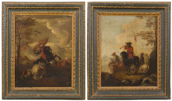 Paire de tableaux représentant des 