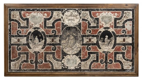 Frontal de altar en escagliola policromada Carpi siglo XVII (Marco Mazelli, Carpi 1640)