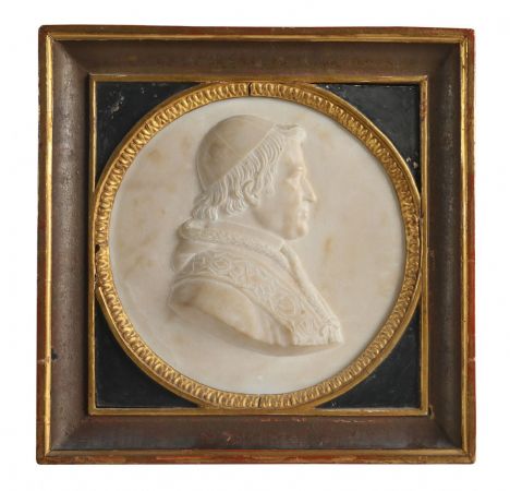 Marble bas-relief depicting Pope Pius IX