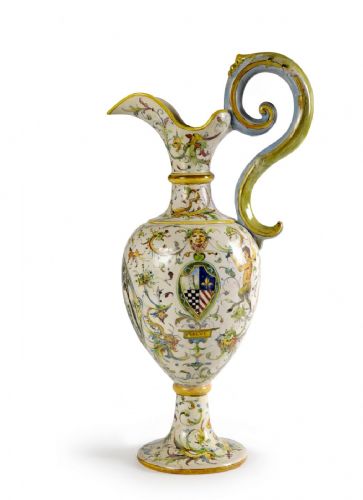 Minghetti Bologna majolica pouring vessel