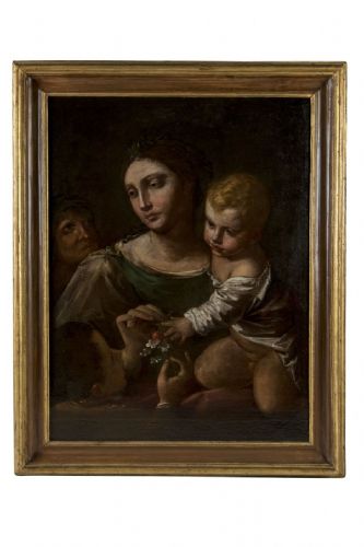 Donato Creti (Cremona, 1671-Bologna, 1749) "Madonna and Child with San Giovannino"
    