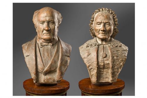 Pair of terracotta busts