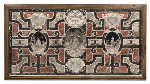 Frontal de altar en escagliola policromada Carpi siglo XVII (Marco Mazelli, Carpi 1640)