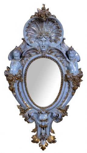 Rare majolica mirror, Rubbiani Sassuolo manufacture